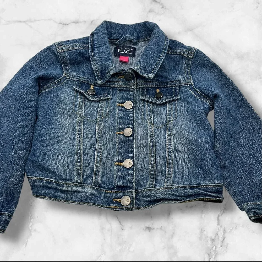 The Children's Place‎ Girls Denim Jacket Size 3T Classic Blue Jean Design
